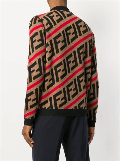 fendi men's ff logo stripe t-shirt red|T.